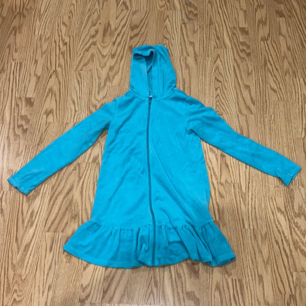 Girls teal pool cover up with skirt